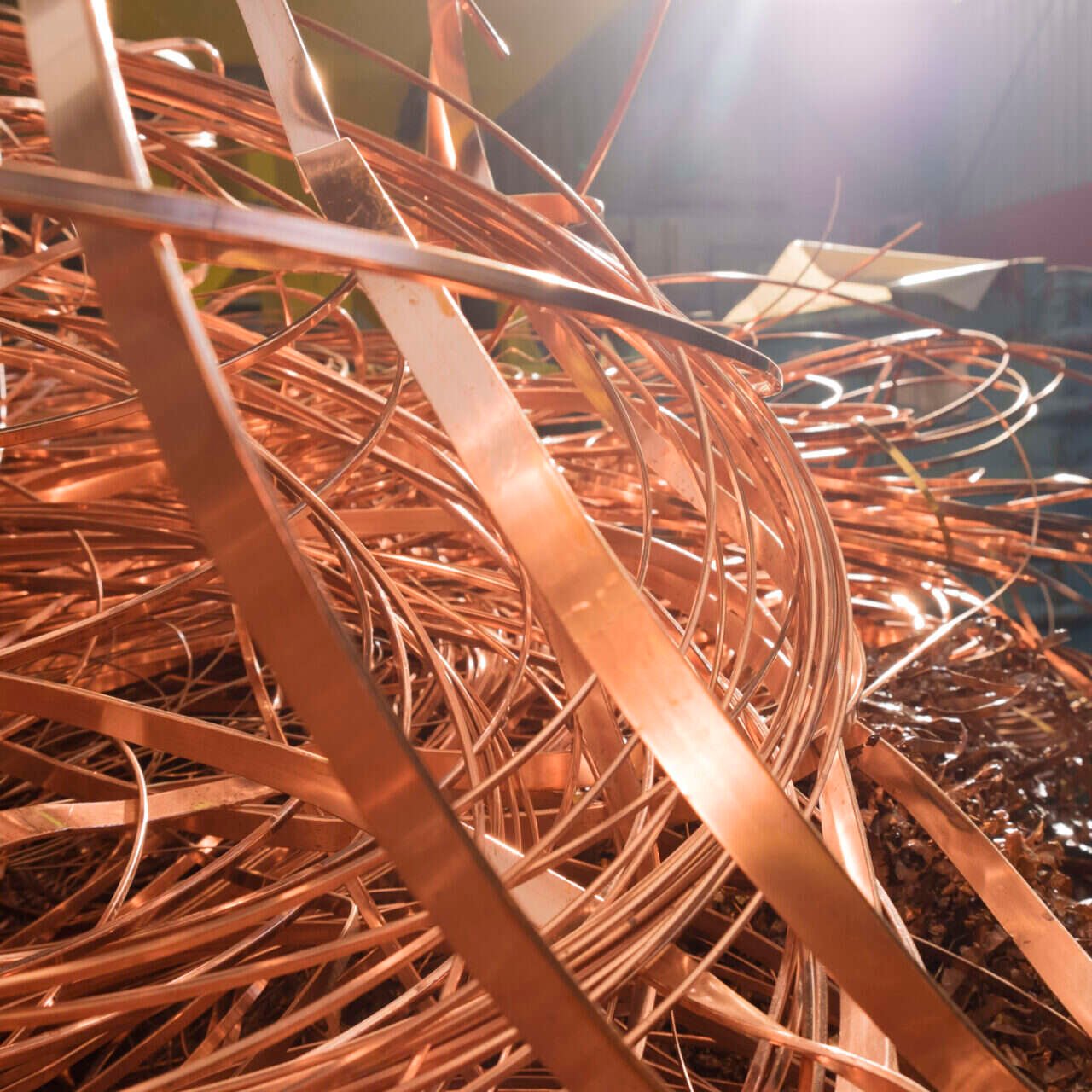 Copper in a scrap metal recycling plant